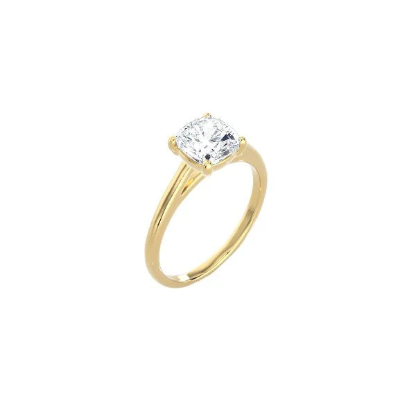 Cushion Cut Cathedral Setting Ring YG