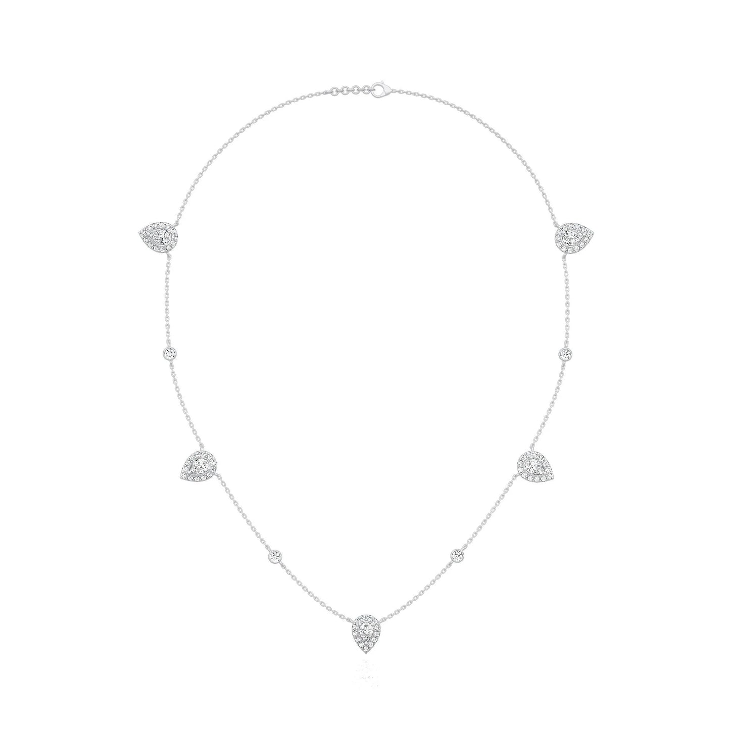 5 Pear Halo Necklace