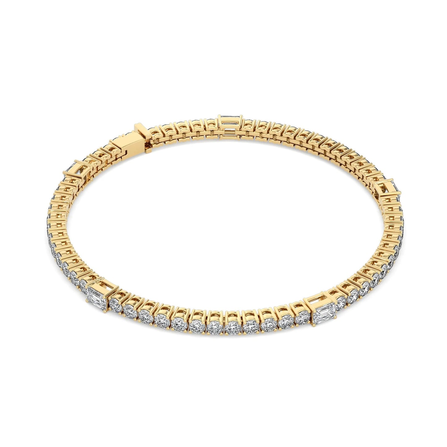 Round and Emerald Cut Tennis Bracelet