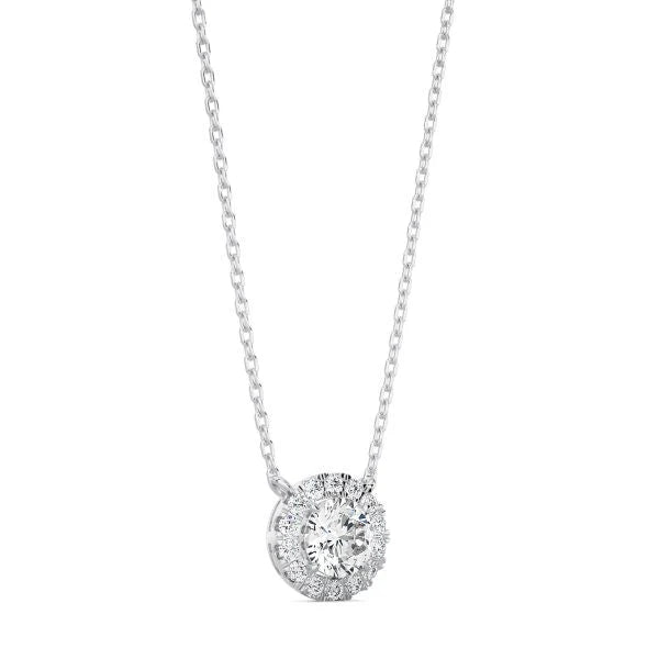 Round Diamond Halo Necklace