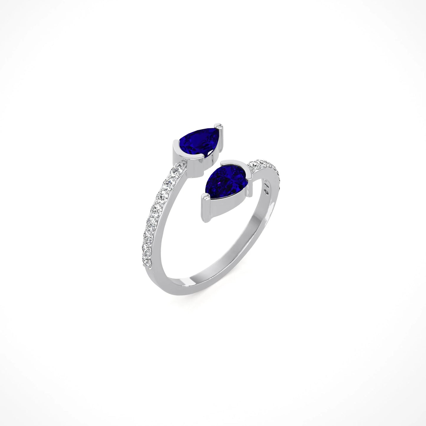 Sapphire Pear Duo Cuff Ring