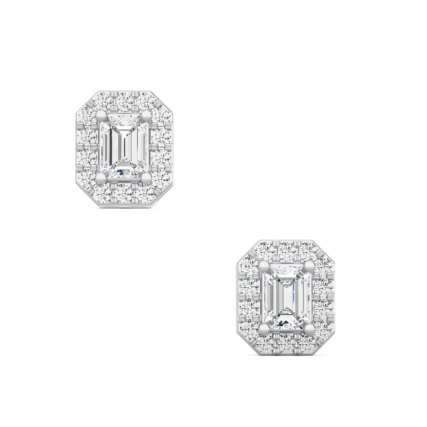 Emerald Cut Halo Earring