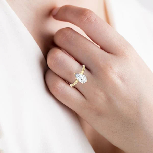6 Prong Pear Shape Classic Ring YG