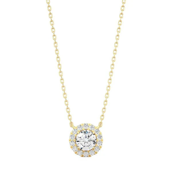 Round Diamond Halo Necklace