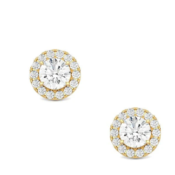 Round Diamond Halo Studs