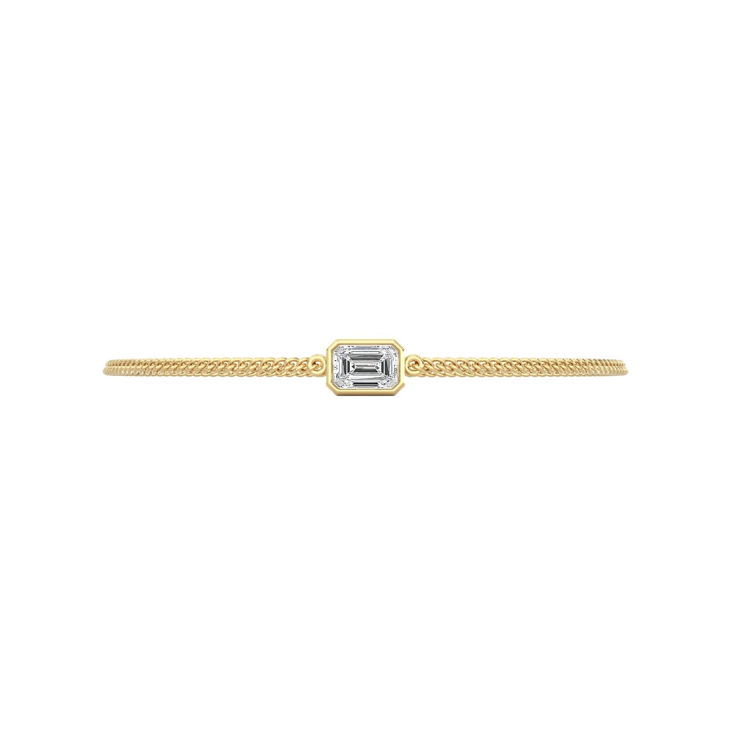 Unisex Emerald Cut Cuban Chain Bracelet