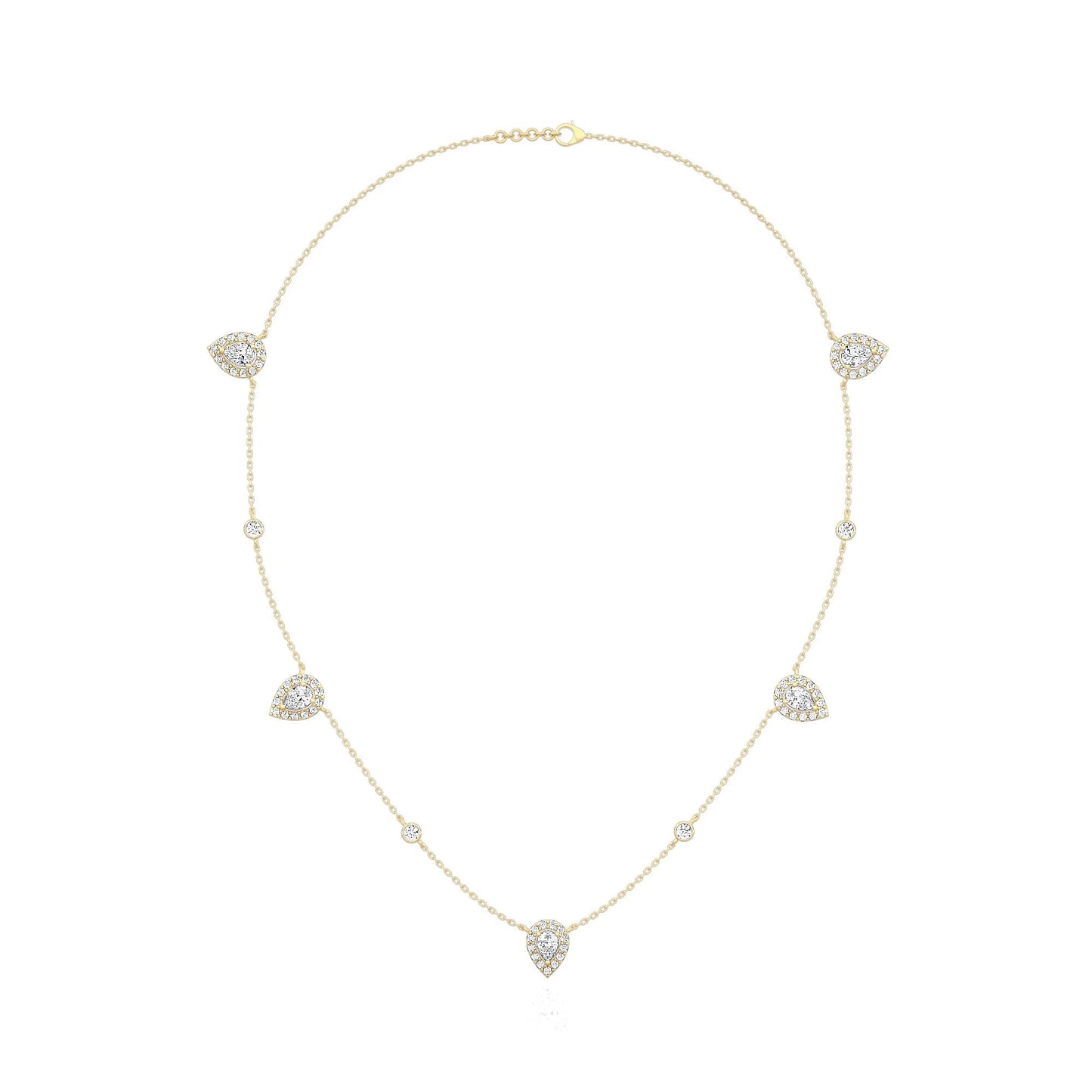 5 Pear Halo Necklace