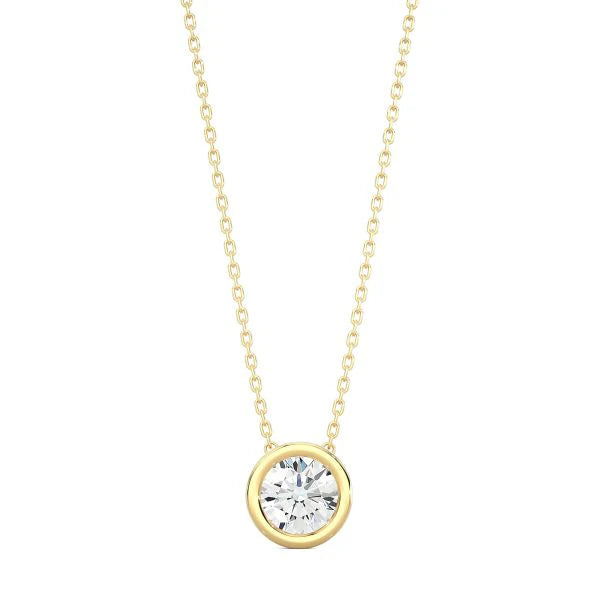 Classic Round Diamond Bezel Necklace