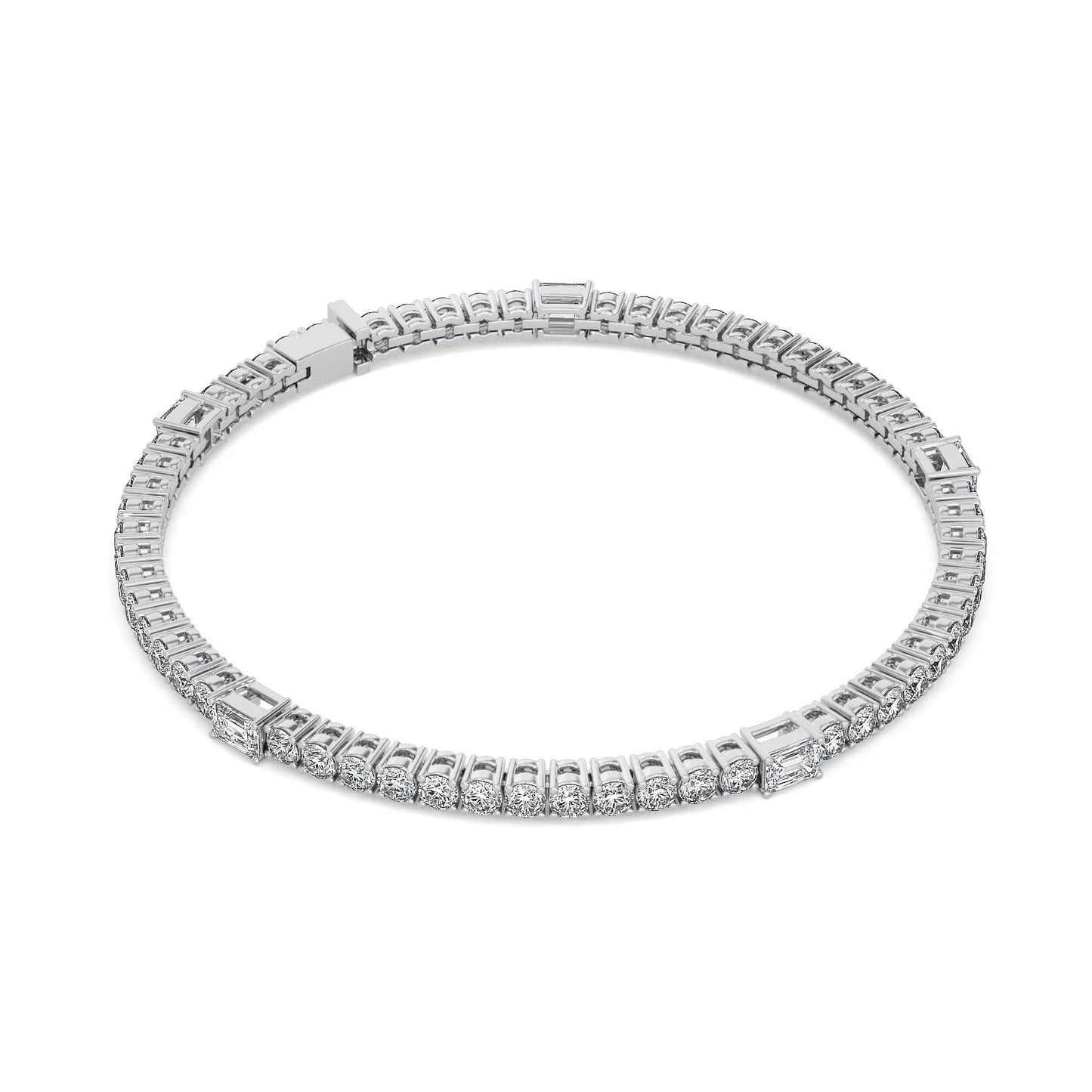 Round and Emerald Cut Tennis Bracelet