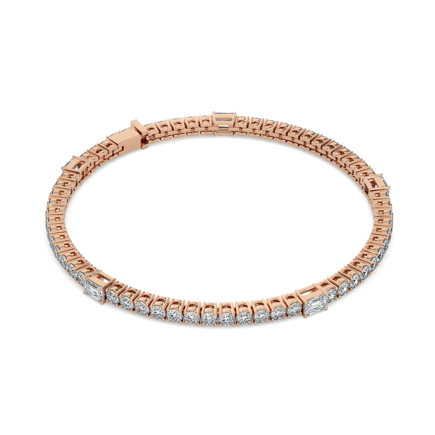 Round and Emerald Cut Tennis Bracelet