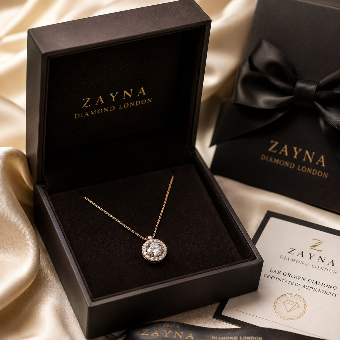 Round Diamond Halo Necklace