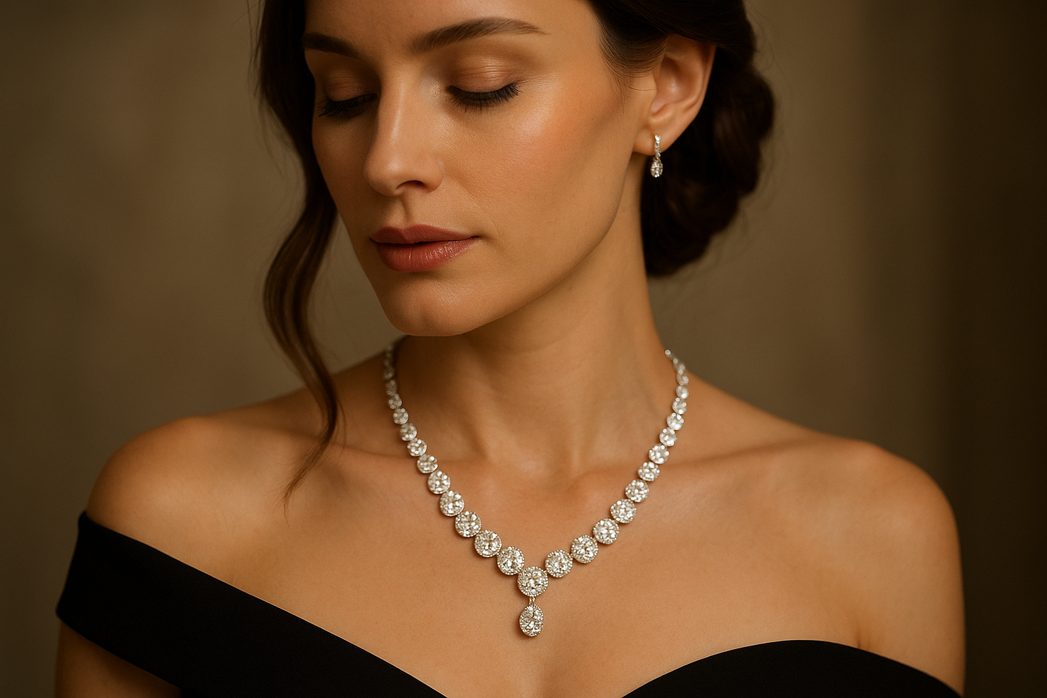Women in diamond necklace
